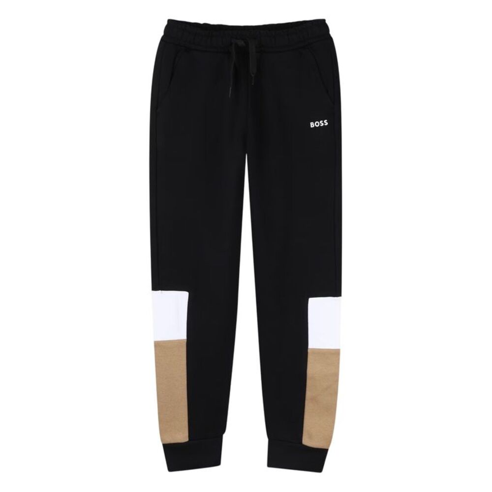 Boss Boys Fleece Colour Block Slim Joggers / Black